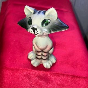 Vintage bobble head Cat Japan Grey and Black